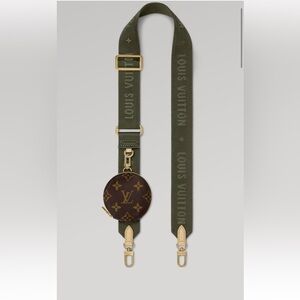 Louis Vuitton green thick strap with monogrammed coin purse